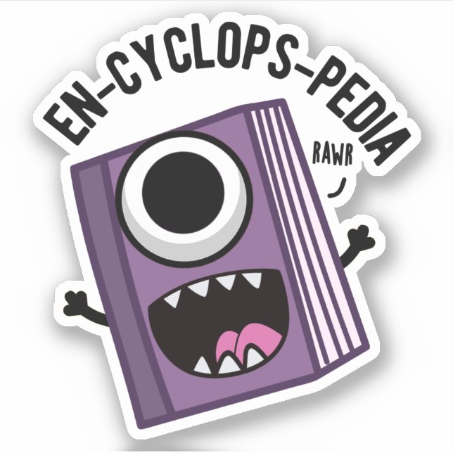 En-cyclops-pedia Funny Encyclopedia Pun Aufkleber (Vorderseite)