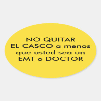 en Espanol ENTFERNEN (Motorrad) HELMET NICHT Ovaler Aufkleber