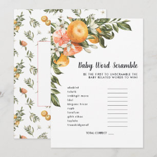 En fleurs   Carte de jeu de mots mêlés pour baby s