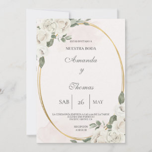 En forme ovale avec faire-part de mariage à fleurs