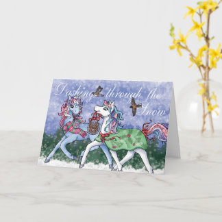 En Galopant Dans La Neige ! Carte De Poney De Fête