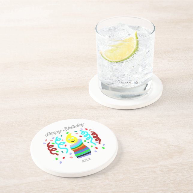 En Grès Anniversaire Bougies Salutations Dessous de verre  (Côté)
