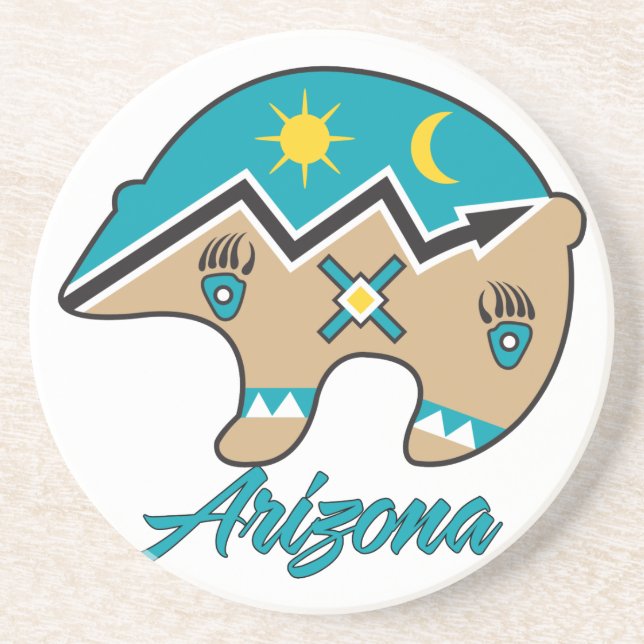 En Grès Arizona Clan Native American Bear Dessous de verre (Devant)