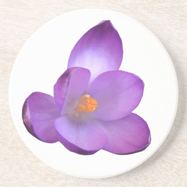 En Grès Beaux Dessous de verre à fleurs de Crocus (Devant)