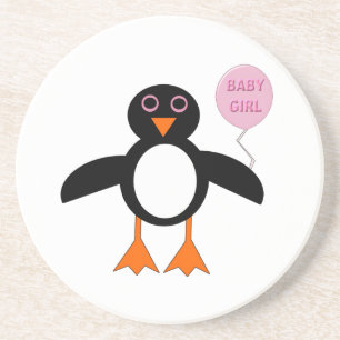 En Grès Bébé rose mignonne Dessous de verre de pingouin fi