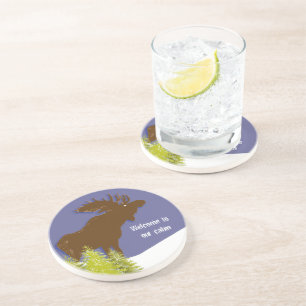En Grès Bienvenue à nos Dessous de verre d'orignaux Cabine