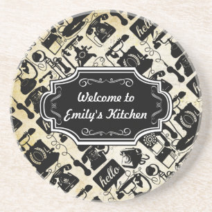 En Grès Bienvenue dans My Kitchen Dessous de verre personn