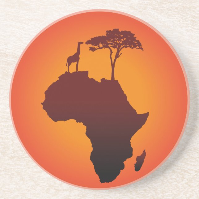 En Grès Carte africaine de safari - dessous de verre de (Devant)