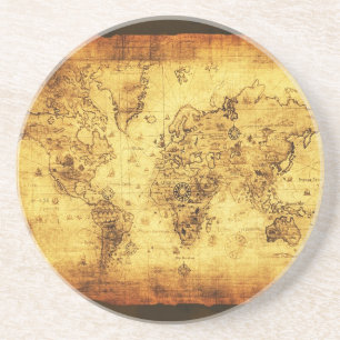 En Grès Carte du vieux monde Dessous de verre cadeau de la