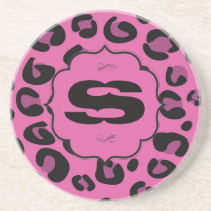 En Grès Cheetah Léopard Rose Imprimer Dessous de verre ani