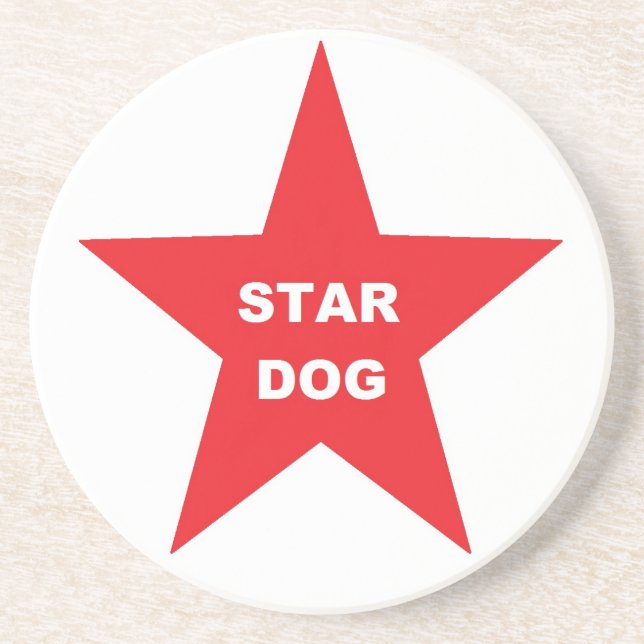 En Grès Chien étoile dessous de verre sur Red Star (Devant)