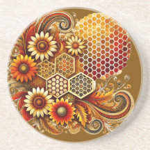 Dessous de verre abeille | Peigne de miel et desig