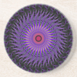 En Grès Dessous de verre abstraits de pourpre et de noir