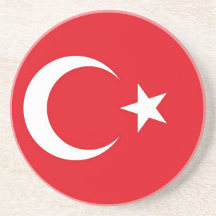 En Grès Dessous de verre avec drapeau de la Turquie