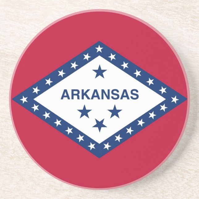 En Grès Dessous de verre avec Drapeau de l'Arkansas, États (Devant)