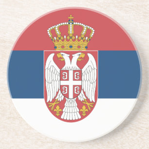 En Grès Dessous de verre avec Drapeau de Serbie