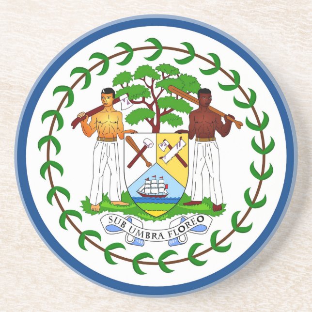 En Grès Dessous de verre avec Drapeau du Belize (Devant)