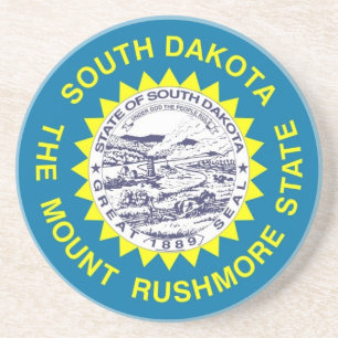 En Grès Dessous de verre avec Drapeau du Dakota du Sud, US