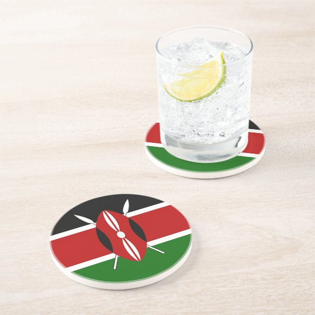 En Grès Dessous de verre avec drapeau du Kenya (Côté)