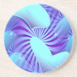 En Grès Dessous de verre bleus de motif de coeur