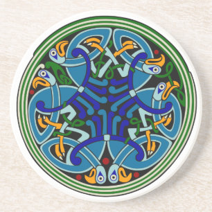 En Grès Dessous de verre celtiques de knotwork de paon