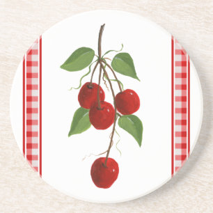 En Grès Dessous de verre cerises