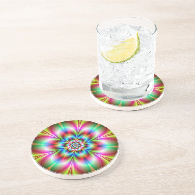 En Grès Dessous de verre d'alimentation des fleurs (Côté)