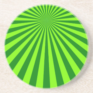 En Grès Dessous de verre d'art Abstrait rayé vert et citro