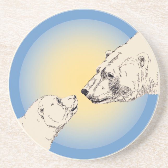 En Grès Dessous de verre d'art Ours Polaire Dessous de ver (Devant)