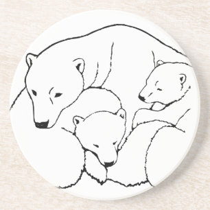 En Grès Dessous de verre d'art Ours Polaire Dessous de ver