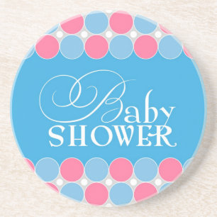 En Grès Dessous de verre de Baby shower bleu rétro