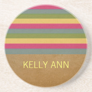 En Grès Dessous de verre de bandes texturées chic