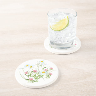 En Grès Dessous de verre de boisson fleur sauvage