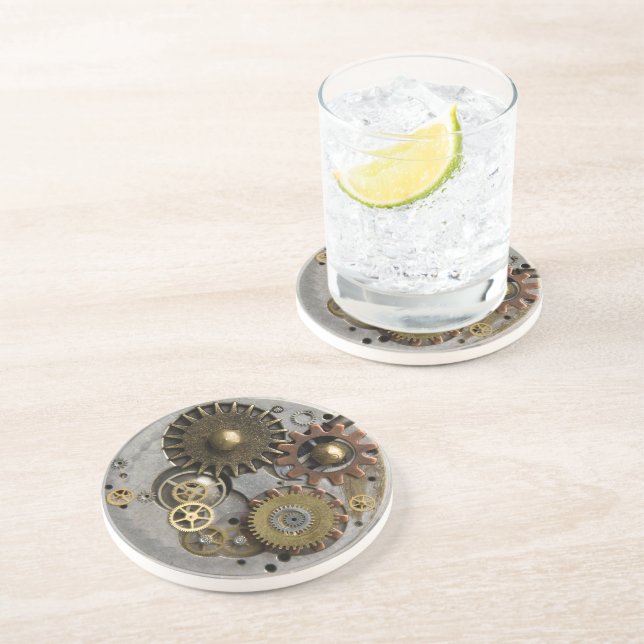 En Grès Dessous de verre de boissons de SteamPunk (Côté)