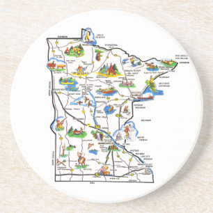 En Grès Dessous de verre de carte du Minnesota