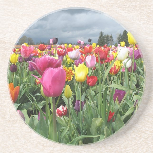 En Grès Dessous de verre de champ de tulipes (Devant)