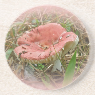 En Grès Dessous de verre de champignons roses