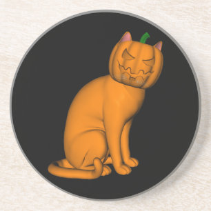 En Grès Dessous de verre de chat Halloween bizarre
