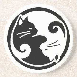 En Grès Dessous de verre de chats de Yin Yang
