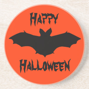 En Grès Dessous de verre de chauve-souris orange d'Hallowe