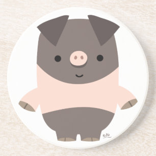 En Grès Dessous de verre de cochon cartonné mignon