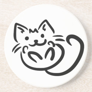 En Grès Dessous de verre de couleurs personnalisé Cat Illu