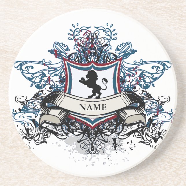 En Grès Dessous de verre de crête de famille (Devant)