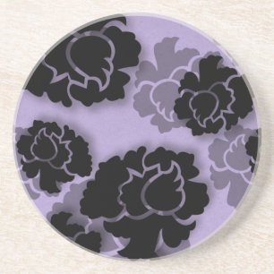 En Grès Dessous de verre de décadence florale grungy, Lila