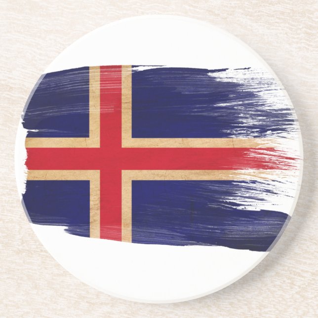 En Grès Dessous de verre de drapeau de l'Islande (Devant)