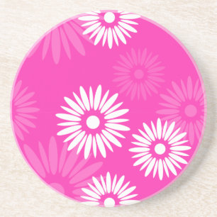 En Grès Dessous de verre de fleurs roses d'été