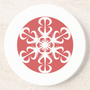 En Grès Dessous de verre de flocons rouges et blancs