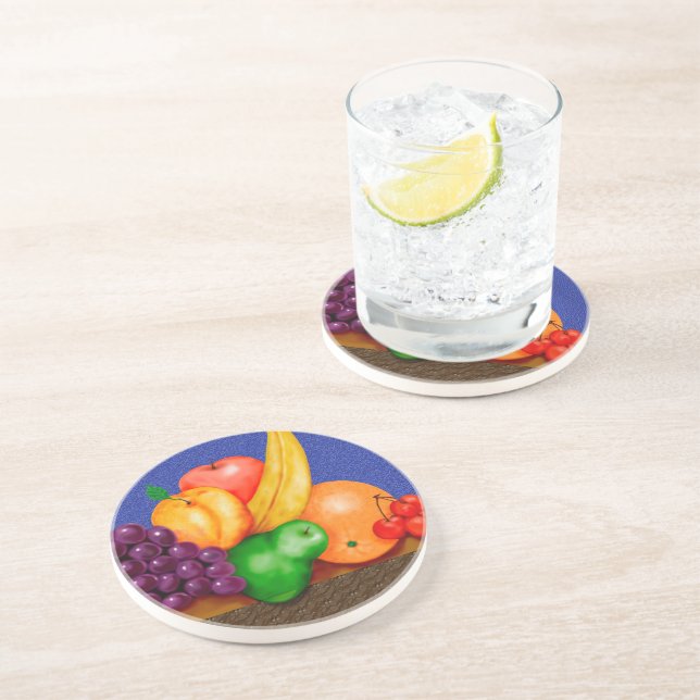 En Grès Dessous de verre de fruits (Côté)