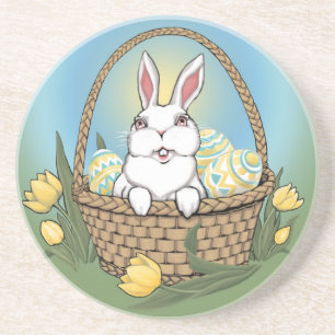 En Grès Dessous de verre de lapin de Pâques Festive Décora