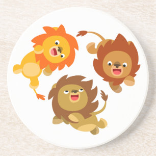 En Grès Dessous de verre de Lions Cartoon sans poids